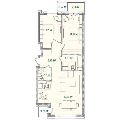 2-комнатная 89.41 м² в ЖК Illinsky House от 50 655 грн/м², Киев