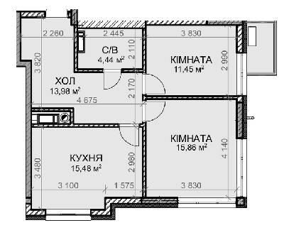 2-кімнатна 61.21 м² в ЖК Клубний будинок-2 від 30 500 грн/м², Київ