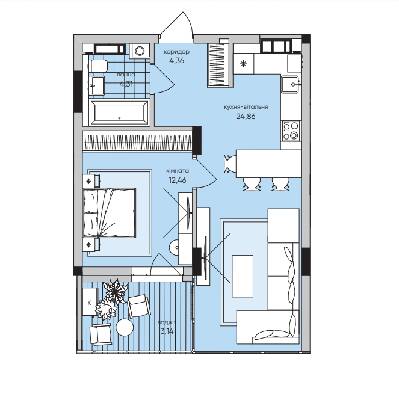 1-комнатная 49.13 м² в ЖК Park Lake City от 33 381 грн/м², с. Подгорцы