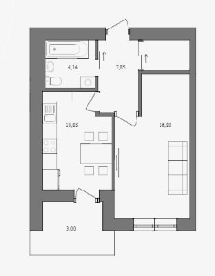 1-комнатная 42.72 м² в ЖК Ядро от 13 100 грн/м², г. Дрогобыч