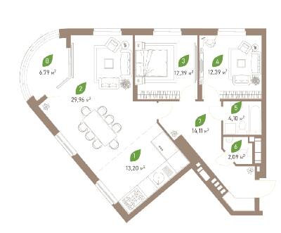 3-кімнатна 100.85 м² в ЖК Паркові Озера 2 від 35 653 грн/м², Київ