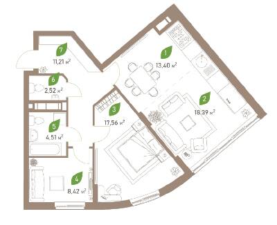 3-комнатная 76.01 м² в ЖК Парковые Озера 2 от 24 835 грн/м², Киев