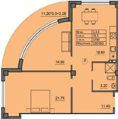 2-комнатная 76.5 м² в ЖК Лидерсовский от 36 300 грн/м², Одесса