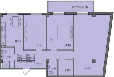 3-комнатная 101.65 м² в ЖК Лидерсовский от 52 500 грн/м², Одесса
