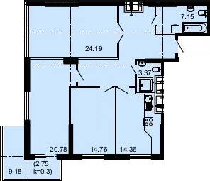 3-кімнатна 110.71 м² в ЖК Акрополь від 28 250 грн/м², Одеса