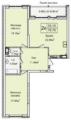 2-комнатная 79.76 м² в ЖК Святобор от 32 800 грн/м², Киев