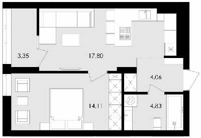 1-комнатная 44.15 м² в ЖК Avalon Flex от 25 500 грн/м², Львов