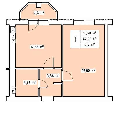 1-комнатная 42.62 м² в ЖК Волошковый от 22 450 грн/м², с. Софиевская Борщаговка