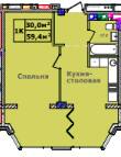 1-комнатная 59.4 м² в ЖК Comfort City Рыбинский от 23 000 грн/м², Днепр