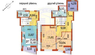 2-кімнатна 72.5 м² в ЖК Райдужний від 23 716 грн/м², Київ