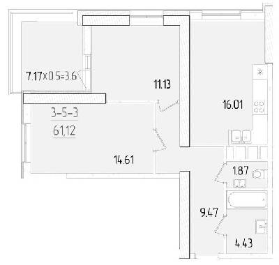 2-кімнатна 61.12 м² в ЖК KADORR City від 26 950 грн/м², Одеса