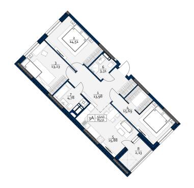 3-комнатная 83.51 м² в ЖК POLARIS Home&Plaza от 36 249 грн/м², Киев