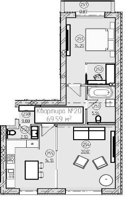 2-комнатная 69.29 м² в ЖК Парковый от 23 150 грн/м², Ужгород