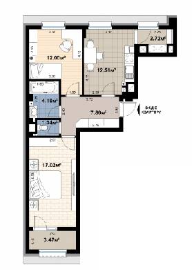 2-комнатная 61.05 м² в ЖК Премьера от 19 450 грн/м², Черновцы