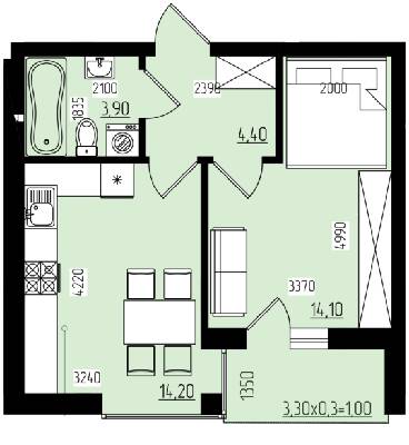 1-комнатная 37.6 м² в КД White and Wood от 35 400 грн/м², Черновцы