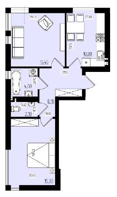 2-комнатная 56.1 м² в КД White and Wood от 33 950 грн/м², Черновцы
