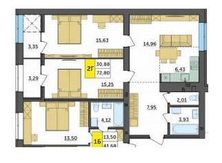 2-кімнатна 72.8 м² в ЖК Амстердам від 18 500 грн/м², с. Струмівка