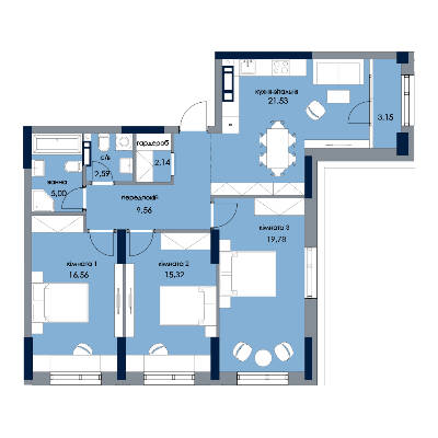 3-кімнатна 95.63 м² в ЖК Новий Автограф від 35 900 грн/м², Київ