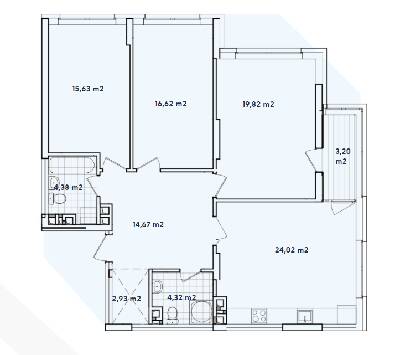 3-кімнатна 105.59 м² в ЖК Варшавський-2 від 23 687 грн/м², Київ