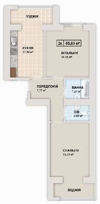 2-комнатная 65.8 м² в ЖК Містечко Козацьке от 12 300 грн/м², Ивано-Франковск