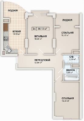 3-комнатная 88.1 м² в ЖК LYSTOPAD от 14 800 грн/м², Ивано-Франковск