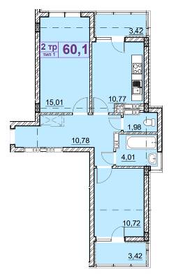 2-кімнатна 60.1 м² в ЖК Ідея від 19 500 грн/м², с. Гнідин