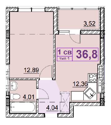 1-комнатная 36.8 м² в ЖК Идея от 19 000 грн/м², с. Гнедин
