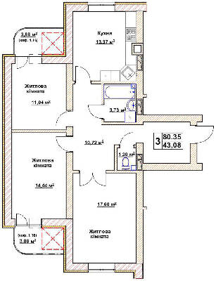 3-комнатная 80.35 м² в ЖК Гранд Парк от 25 000 грн/м², г. Бровары