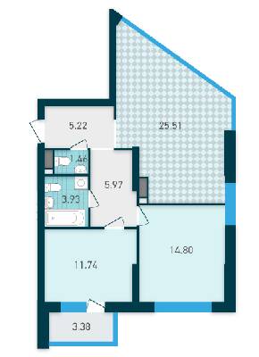 2-комнатная 72.01 м² в ЖК GENESIS от 28 762 грн/м², Киев