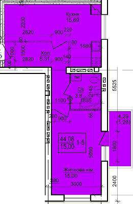 1-комнатная 44.08 м² в ЖК Дом №20 от 14 000 грн/м², г. Васильков