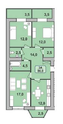 3-комнатная 86 м² в ЖК Городок Центральный от 12 300 грн/м², Ивано-Франковск