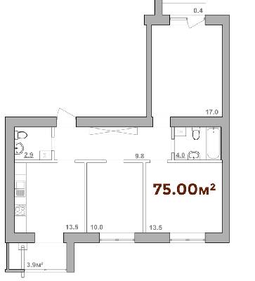 3-кімнатна 75 м² в ЖК Опришівська Слобода від 9 600 грн/м², Івано-Франківськ