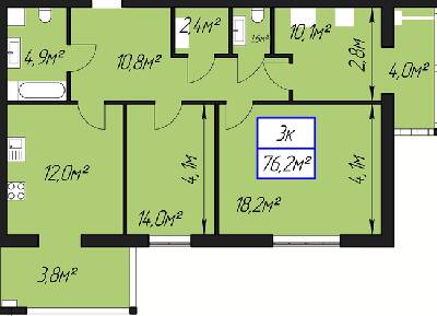 3-комнатная 76.2 м² в ЖК Парковый городок от 13 200 грн/м², Ивано-Франковск