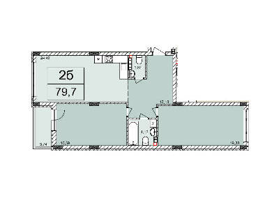 2-кімнатна 79.7 м² в ЖК Білий Шоколад від 21 750 грн/м², Львів