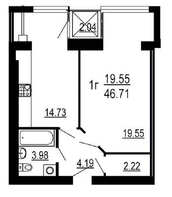 1-кімнатна 46.71 м² в ЖК Сімейний комфорт від 14 400 грн/м², Вінниця