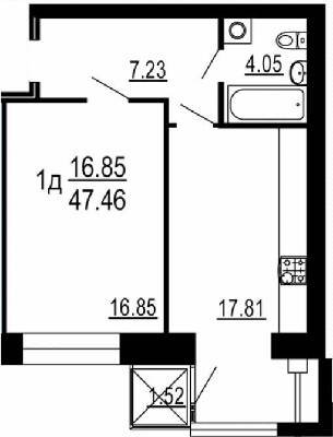 1-комнатная 47.56 м² в ЖК Семейный комфорт от 14 400 грн/м², Винница