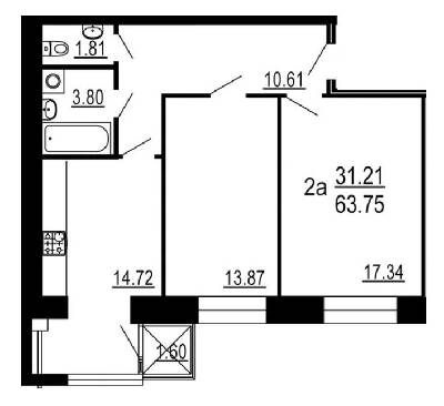 2-комнатная 63.75 м² в ЖК Семейный комфорт от 13 900 грн/м², Винница