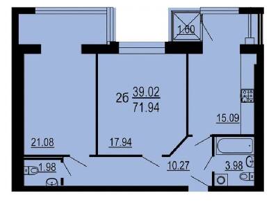 2-кімнатна 71.94 м² в ЖК Сімейний комфорт від 13 900 грн/м², Вінниця