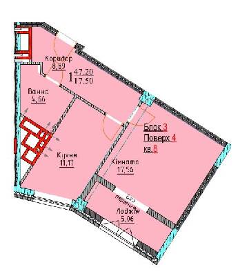 1-комнатная 47.2 м² в ЖК Водограй от 22 550 грн/м², Черновцы