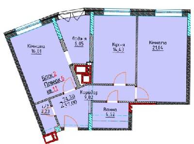 2-комнатная 74.3 м² в ЖК Водограй от 25 050 грн/м², Черновцы