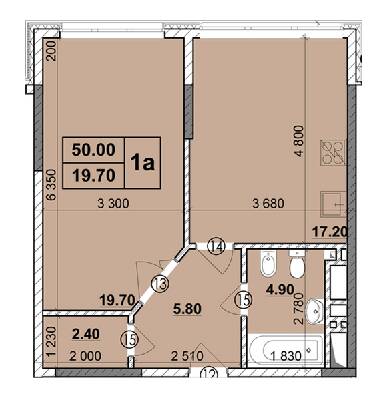 1-комнатная 50 м² в Мкрн Зоряний от 22 650 грн/м², Черновцы