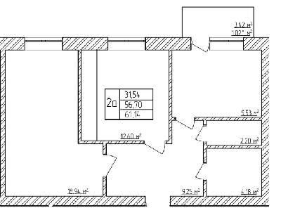 2-комнатная 61.14 м² в ЖК Мичурина от 15 000 грн/м², с. Агрономичное