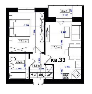 1-кімнатна 40.2 м² в ЖК Амстердам від 16 350 грн/м², с. Білогородка