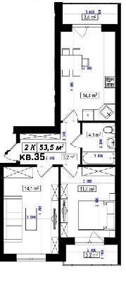 2-кімнатна 53.5 м² в ЖК Амстердам від 15 350 грн/м², с. Білогородка