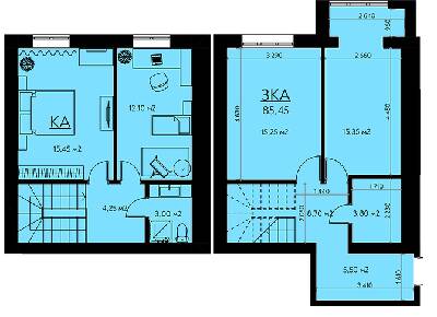 Двухуровневая 85.45 м² в ЖК Молодежный городок от 16 500 грн/м², с. Крюковщина