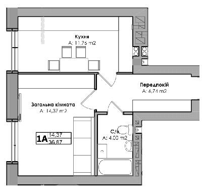 1-комнатная 36.87 м² в ЖК Story House от 23 700 грн/м², г. Ирпень