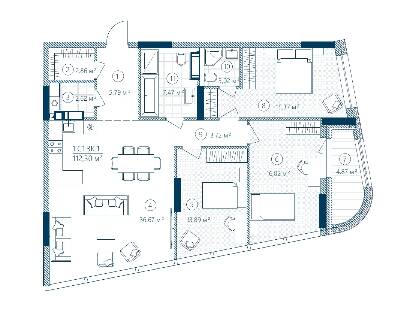 3-комнатная 112.3 м² в ЖК Rusaniv Residence от 35 783 грн/м², Киев