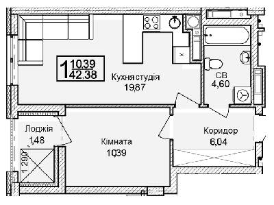 1-комнатная 42.38 м² в ЖК Леополь Таун от 19 000 грн/м², Львов