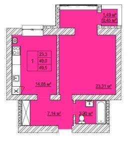 1-кімнатна 49.5 м² в ЖК Caramel Residence від 21 000 грн/м², Луцьк