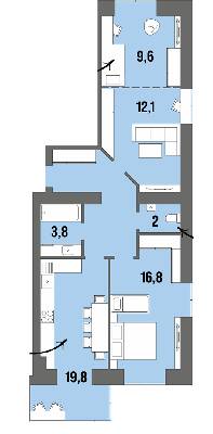 2-комнатная 72.9 м² в ЖК Dream Town от 21 150 грн/м², Луцк